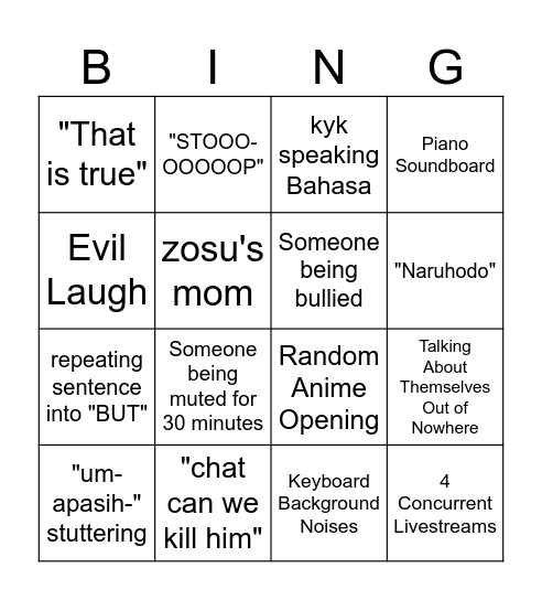 BTB Bingo Card