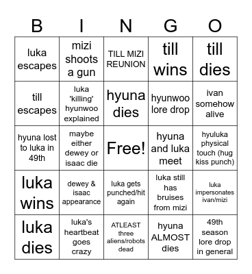 ROUND 7 BINGO Card