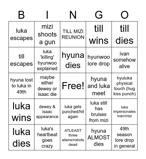 ROUND 7 BINGO Card