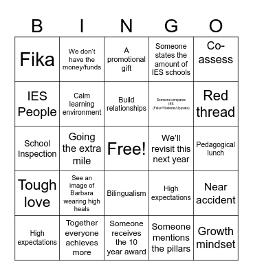 Falun Friday Bingo Card