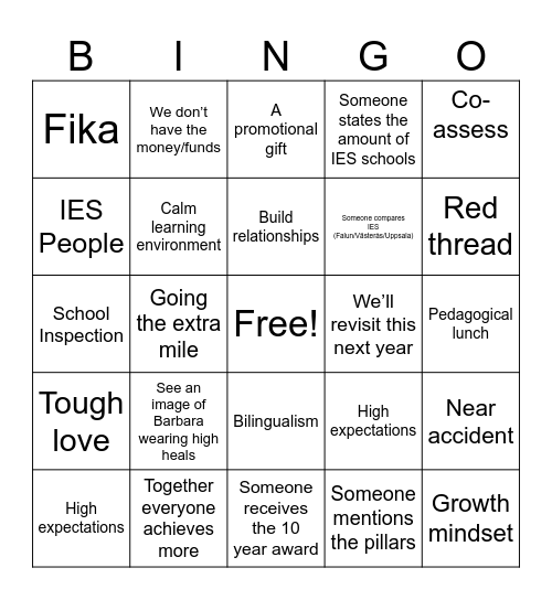 Falun Friday Bingo Card
