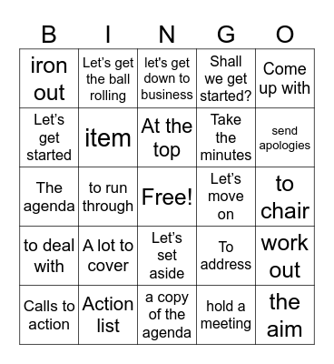 Meeting Expressions and Vocabulary Bingo Card