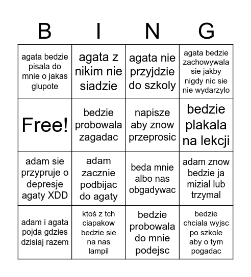 Bingo Spierdolenia Bingo Card