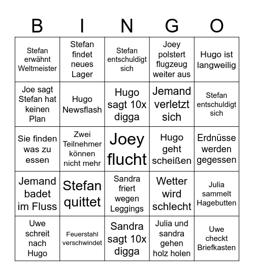 7 vs Wild ep.6 Bingo Card