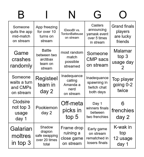 Lille 2025 bingo card - by TheMegaJuncko Bingo Card