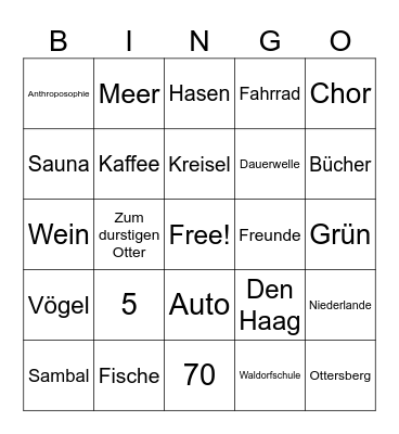 Francisca wird 70! Bingo Card