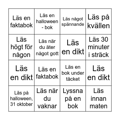Biblioteksrådets läslovsbingo - Tema poesi Bingo Card