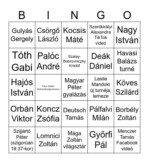 Tények Bingo Card