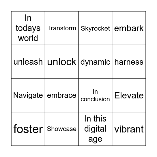 AI Bingo Card