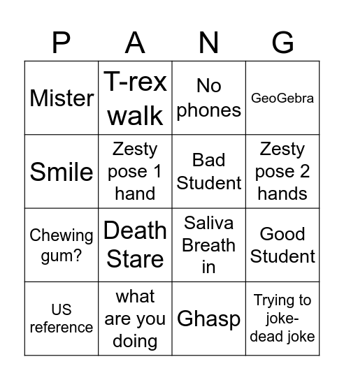 End of Half Term Special Edition Bingo Card