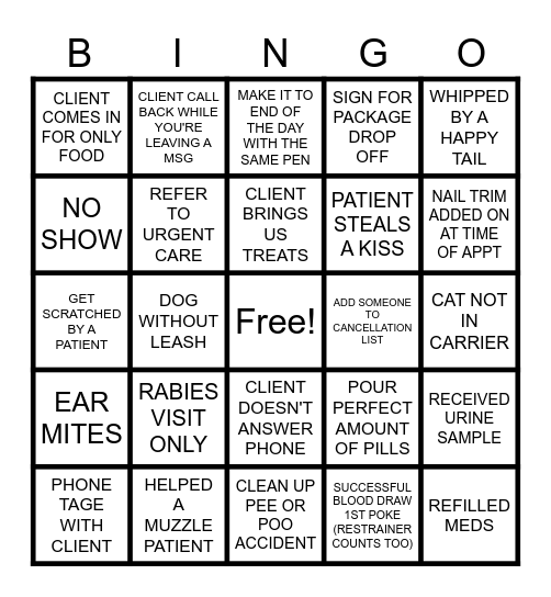 VET TECH WEEK BINGO! Bingo Card