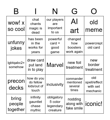 mtg universes beyond marvel Bingo Card