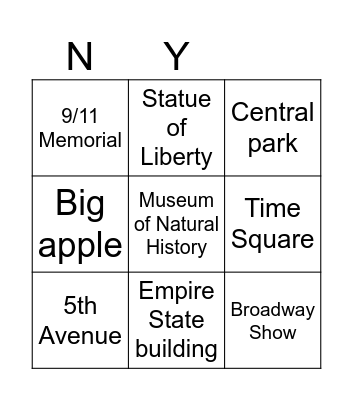 New York Bingo Card