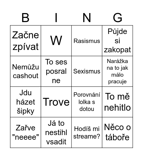 Náčelník kartička Bingo Card