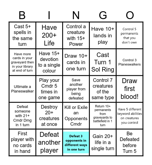 BG&G MTG Commander Bingo! Bingo Card