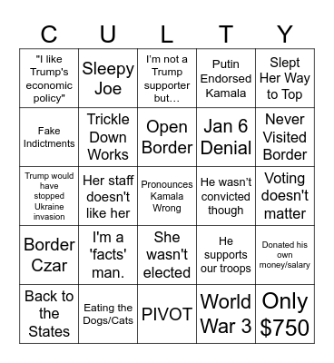 MAGA Spiel, TikTok Live Edition Bingo Card
