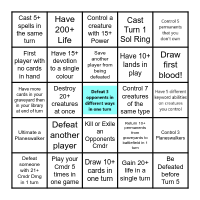 BG&G MTG Commander Bingo! Bingo Card