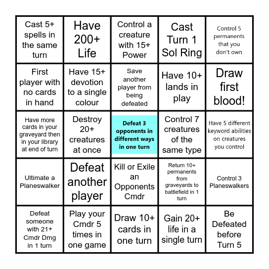 BG&G MTG Commander Bingo! Bingo Card