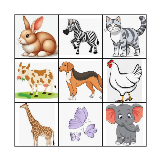 Animals Bingo Card