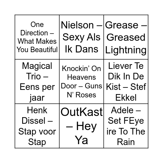 MUZIEK BINGO Card