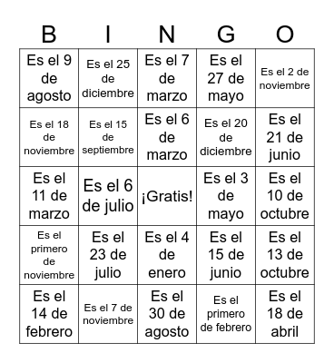 La Fecha Bingo Card