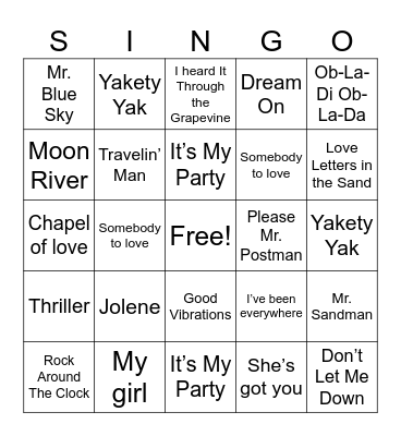 Music Bingo Card