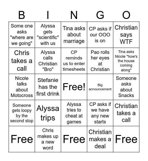 BREW BUS BINGO Card