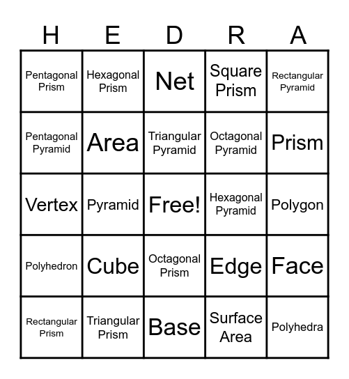 PolyHEDRA Bingo Card