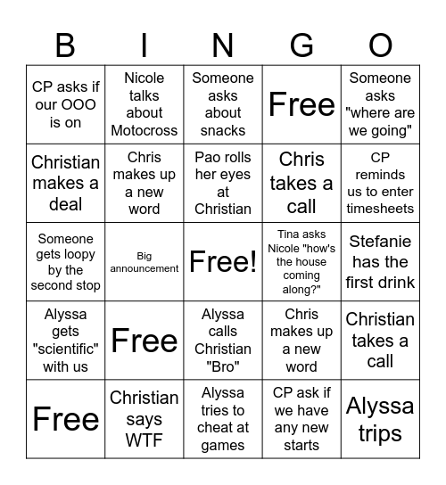 BREW BUS BINGO Card