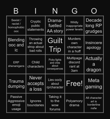 Black Swan Bullshit Bingo Card