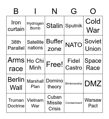 Cold War Bingo Card