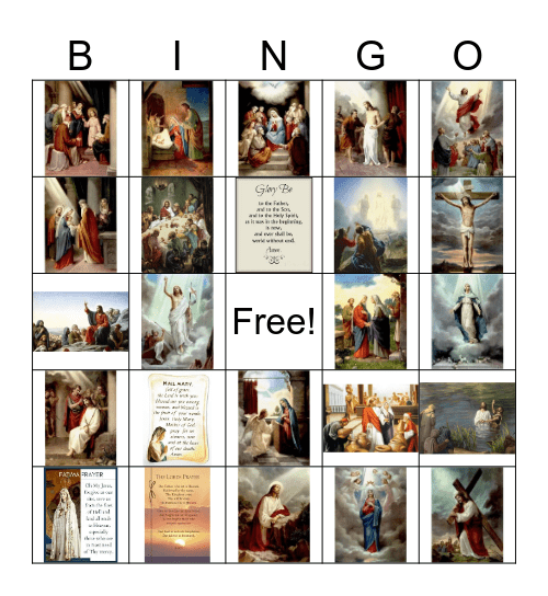 Rosary mysteries Bingo Card