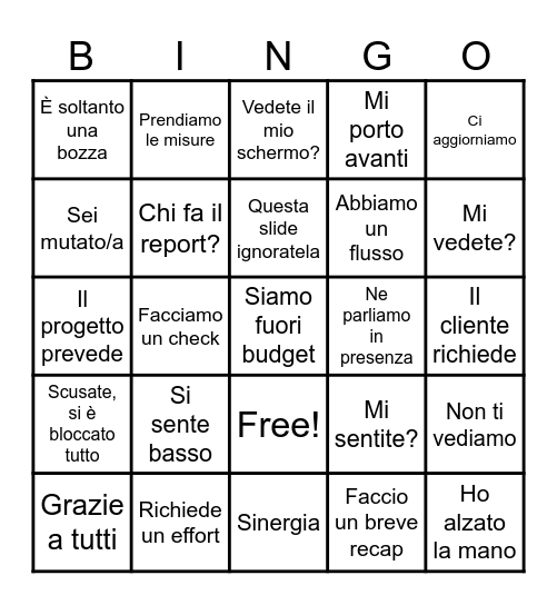 TEAMS CALL BINGO! Bingo Card