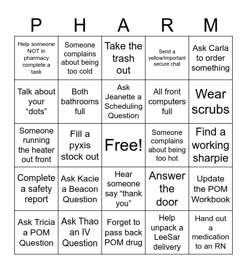 Pharmacy Week 2024 Bingo Card