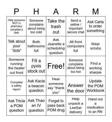Pharmacy Week 2024 Bingo Card
