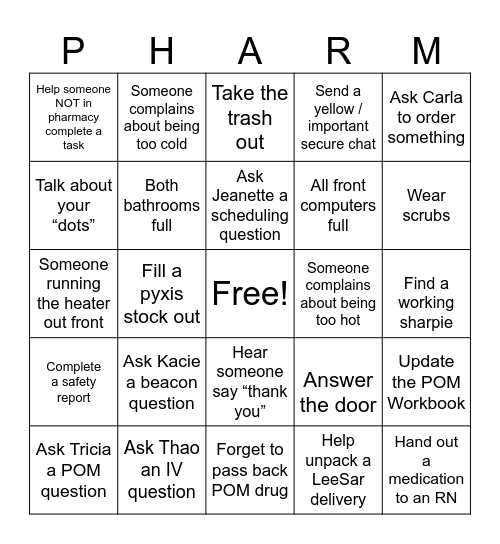 Pharmacy Week 2024 Bingo Card