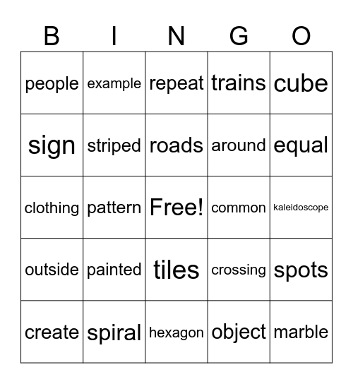 We Make Patterns Bingo Card