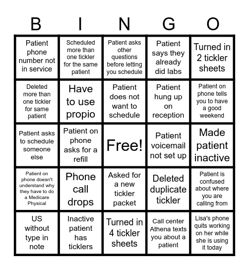 TGIF BINGO Card