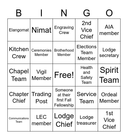 Wahunsenekah Bingo Card