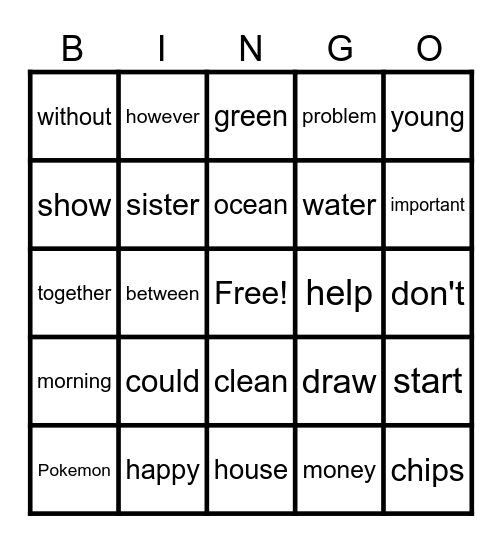 Ms. Regina's Bingo Card