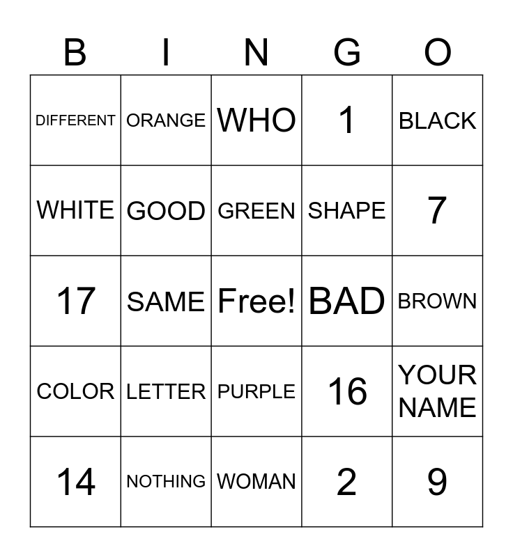 Unit 1 Review Bingo Card