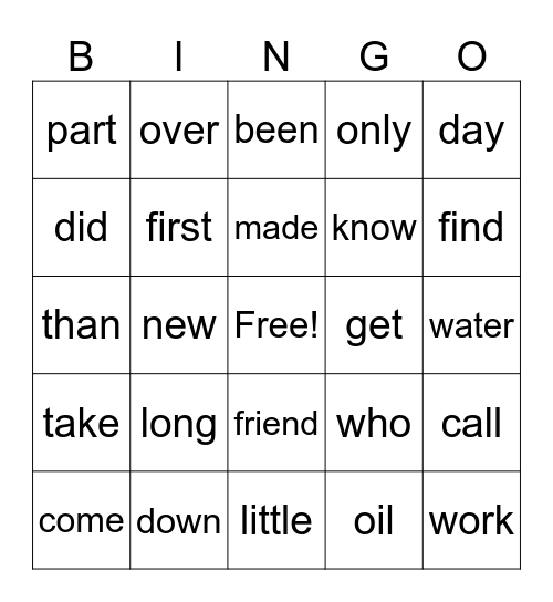 MCW List  9 & 10 Bingo Card
