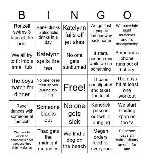 Cancun 2024 Bingo Card