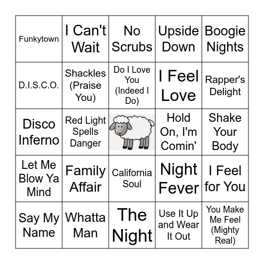 Round 3 Disco/Soul/R&B Bingo Card