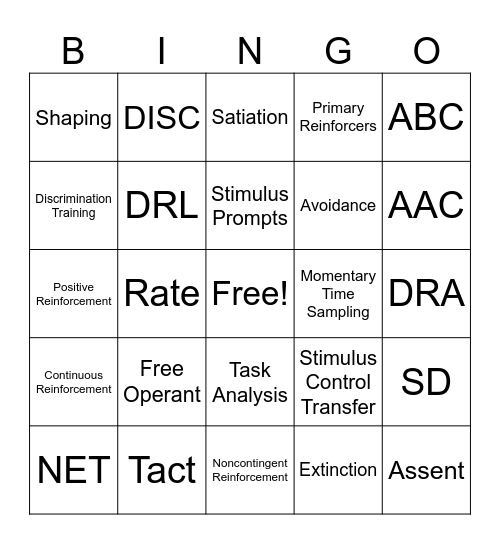 ABA Bingo Card