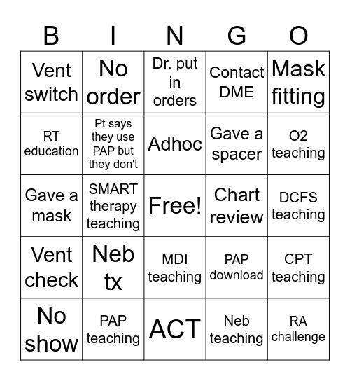 RC Week 2024 PFT Bingo Card