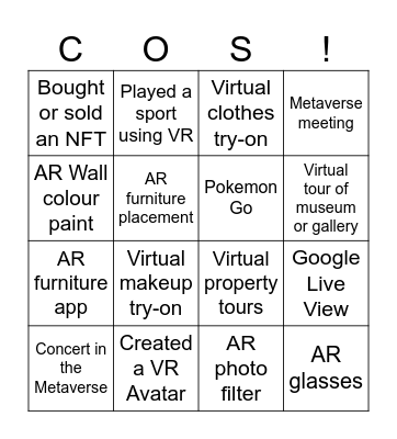 Parallel World Bingo - COS23! Bingo Card