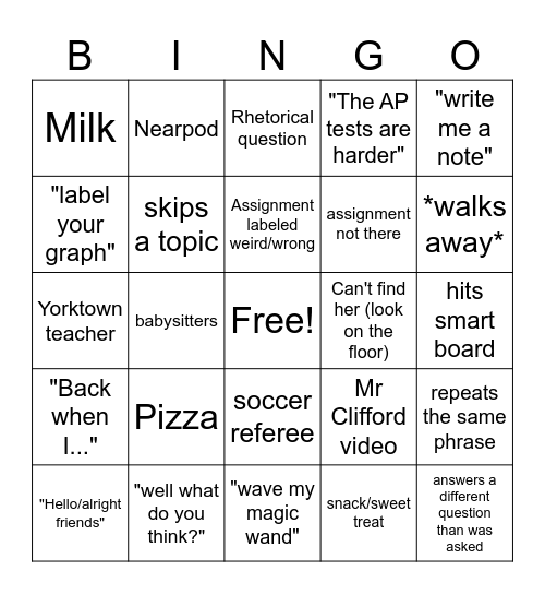 Econ Bingo Card