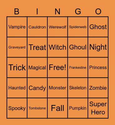 Happy Halloween Bingo Card
