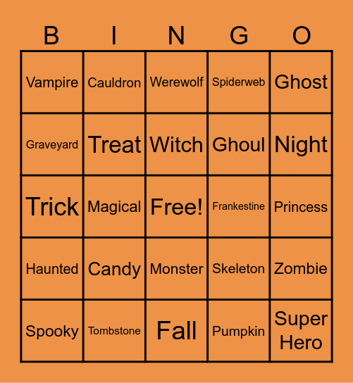 Happy Halloween Bingo Card